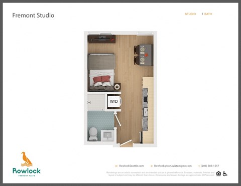 Floor plan for studio, 1 bath, 321 sqft